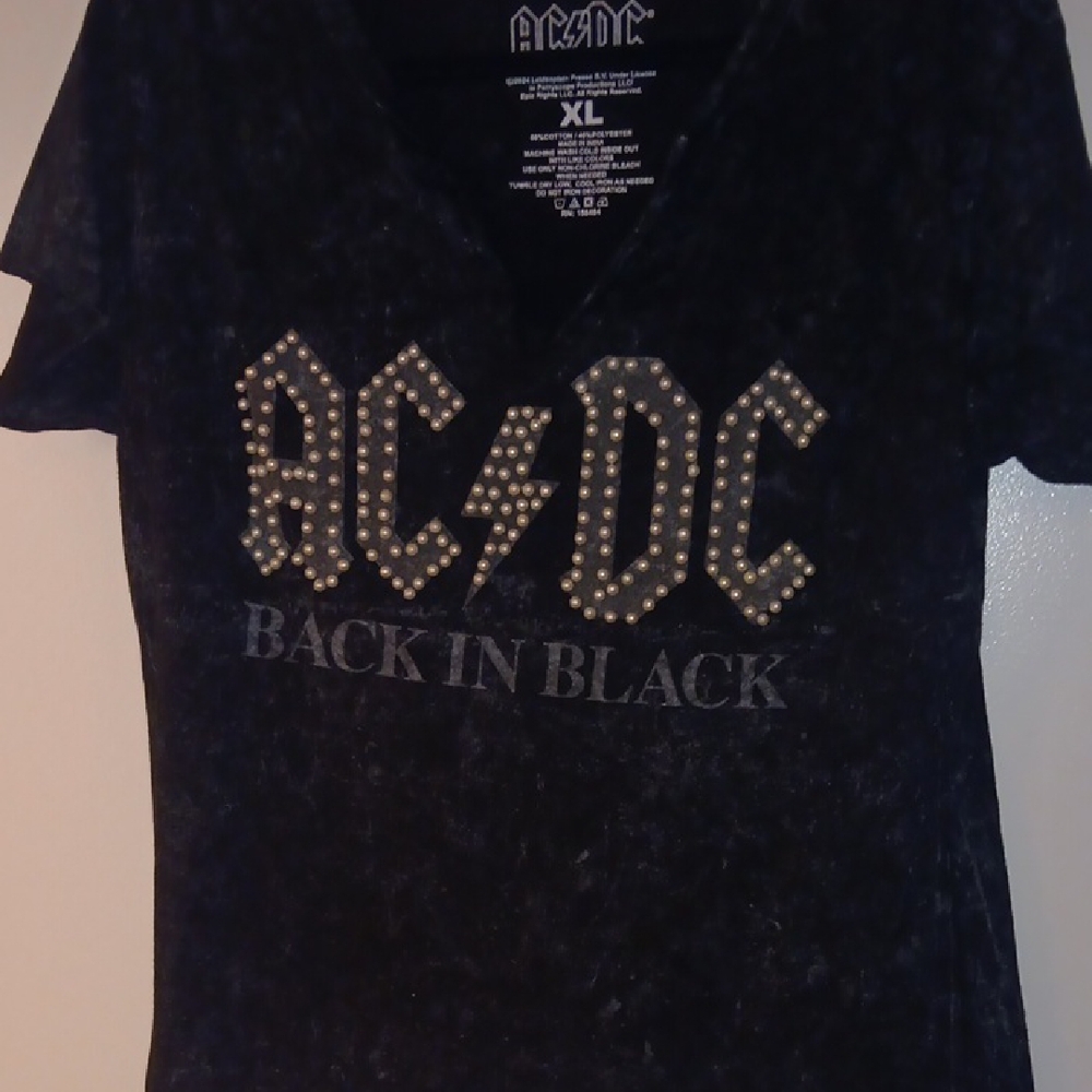 AC/DC Black Studded Logo Tee